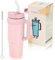 Eastrise 30 oz (850ml) Tumbler with Straw Lid & Handle, Stainless Steel Double Wall Vacuum Insulated Travel Mug, Leak-Proof & Dishwasher Safe for Hot/Cold Coffee, Water, Juice-Pink