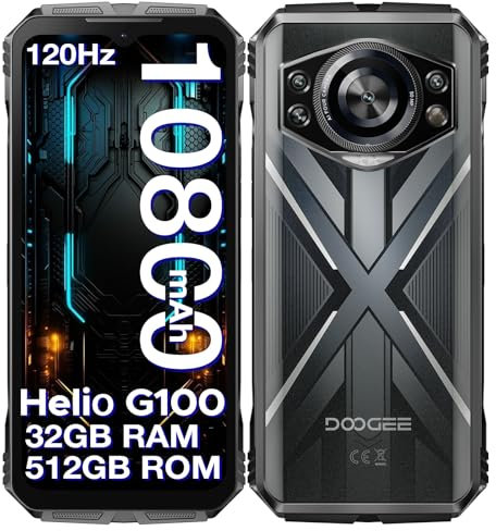 DOOGEE S Cyber Pro Movil Irrompible 2025, 32GB+512GB/2TB Movil Resistente, Helio G100 Octa Core, Móvil Rugerizado 10800mAh/33W, 6.6 FHD+ 120Hz, 50MP+32MP+20MP Visión Noctura, IP68/Face ID/NFC/GPS