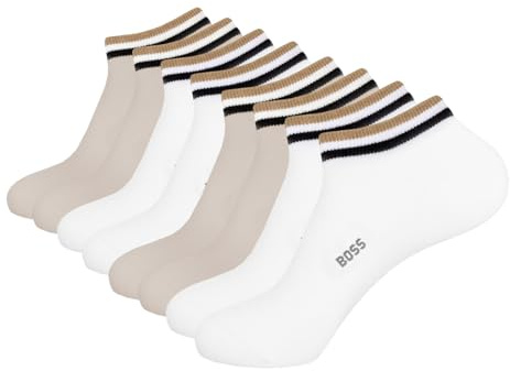 BOSS 4 Paar Herren Socken Casual Socken AS Uni Stripe CC, Farbe:Beige, Größe:39-42, Artikel:-270 light beige
