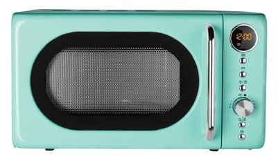 Wintem – Forno Microonde 17 Litri Vintage Verde con 7 Programmi, Timer e Piatto Girevole | Per Cucina Retrò