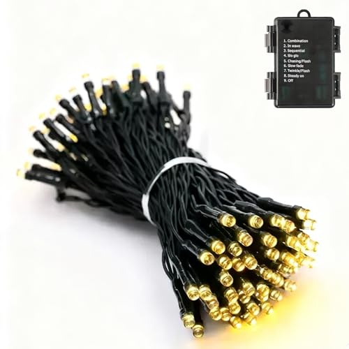 LakiHomi Guirlande Lumineuse, Lumières de Noël 3Meters 20LED Intérieur et Extérieur 8 Modes Etanche Guirlande Led à Pile pour Noël Mariage Fête Jardin Fenêtre Blanc Chaud