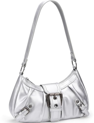 WantGor Frauen Schultertasche Clutch Tote Taschen Top Griff Tasche Reißverschluss Vintage Handtasche Schnalle Punk Hobo Taschen Trendy Unterarmtasche