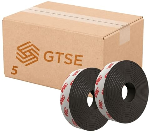 GTSE 5 Rolls Magnetic Tape 20mm x 3m, Strong Self Adhesive 3M backing, Easy to Cut & Stick Magnetic Strips, Perfect for DIY, Whiteboard, Fridge Organization, Window Screen/Door Curtain