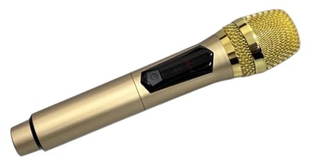 Fockety Drahtloses Heimmikrofon, LED-Bildschirm, Stabiles Signal, 6,35-mm-Schnittstelle für Kabelloses Karaoke-Mikrofon (Gold)