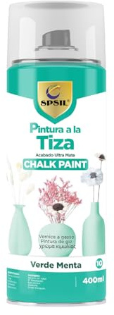 SPSIL Chalk Paint Spray Verde Menta 400ml Pintura en Spray Ultra Mate a la Tiza,Efecto Retro y Vintage para Muebles de Madera, Metal, Cerámica,Imprimación en Spray