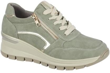 Shoes by Emma Women’s Wedge Trainer with Side Zip – Lightweight Comfort Trainer with Cushioned in-Sole, Lace-Up Casual Shoe (Moss, UK Footwear Size System, Adult, Women, Numeric, Medium, 5)