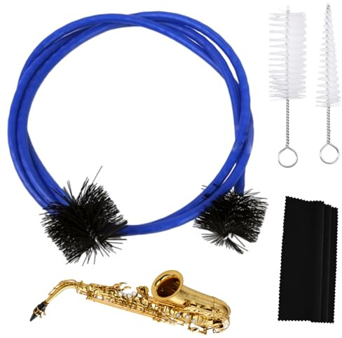 Trumpet Rengöringsset Underhållskit, 4 Delar, med Flexibel Rengöringsborste, Munstycksborste, Ventilborste, Rengöringsduk, för Trumpet, Horn, Euphonium, Tuba och Bleckblåsinstrument