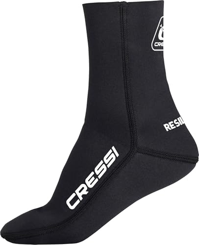 Cressi dal 1946 - Neoprene Socks Resilient 5mm XS - Calzari Unisex in Neoprene Nero Bifoderato 5mm Progettati Appositamente per Immersioni, Apnea, Snorkeling e altri Sport Acquatici, XS