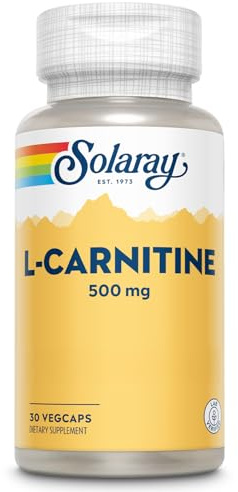 SOLARAY L-Carnitine 500 mg, Free Form Amino Acid, Lab Verified, GMP Facility, 60-Day Money-Back Guarantee, 30 Servings, 30 VegCaps