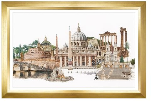 Thea Gouverneur - Counted Cross Stitch Kit - Rome Italy - Aida - 18 Count - Embroidery Kit for Adults - DMC Embroidery Threads and Other Cross Stitch Supplies Included - 499A