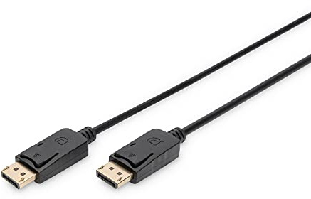 Digitus DisplayPort Cable - Full HD 1080p/60Hz - 3m - with lock - DisplayPort 1.1a - Compatible with PC, monitor, gaming graphics card - Black