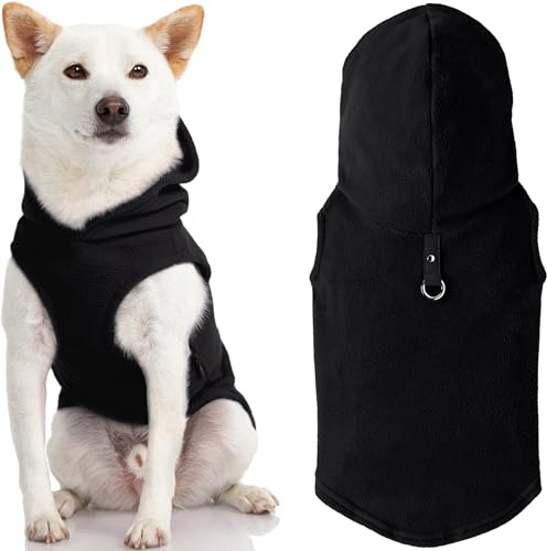 Gooby Every Day Fleece-Hundeweste für kaltes Wetter, mit Kapuze für kleine Hunde, Größe XS, Schwarz