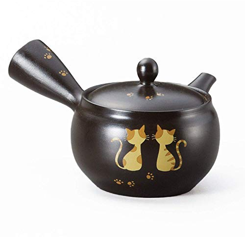 Tokoname-yaki Japanese Ceramic Kyusu Teapot with Strainer 260cc Cats F128 L355