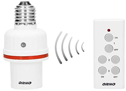 ORNO GB-431 Funk E27 Fassung mit Fernbedienung, Reichweite 30 m, 230V