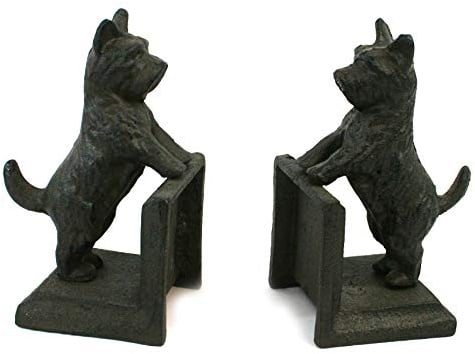 Serre-livres en fonte - Lot de 2 chiens qui jouent - Parfait pour les amoureux des chiens et les amateurs de livres (lot de 2)