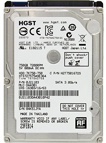 HGST HDD HD Festplatte 2,5 SATA - 750GB rpm7200