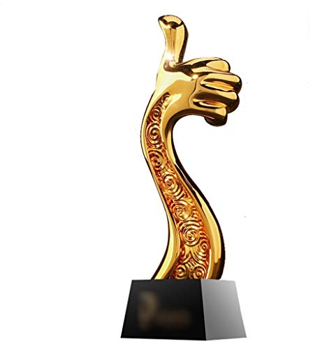 Pokale, Medaillen Auszeichnungen Harz Trophy Kristalltrophäe Custom-Preis Metall Creativ Trophy Thumb Trophy (Color : Gold, Size : 8 * 8 * 31cm)