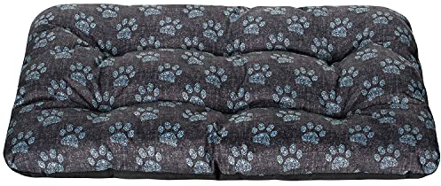 SuperKissen24. Hundebett Hundekissen Hundematratze Tierbett für Kleine, Mittlere und Grosse Hunde - Wasserdicht, Waschbar - Größe M - Schwarz und Grau - Pfoten aus flachs