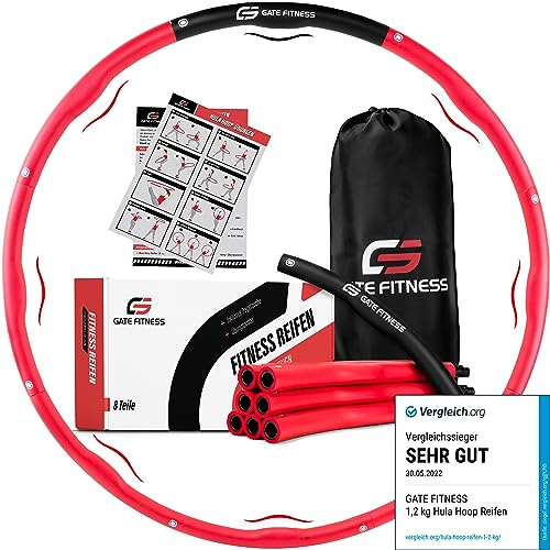 GATE FITNESS Hula Hoop Reifen Erwachsene und Kinder zum Abnehmen [1,2kg / 1,5kg / 2kg] | 6 bis 8 Segmente Hoola Reifen mit Wellendesign | Anfänger & Fortgeschrittene | Fitnessreifen mit Schaumstoff