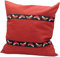 Frotteebox Kissen Schwarzwald rot mit Motivband Bollenhut schwarz 40x40cm mit Federfüllung