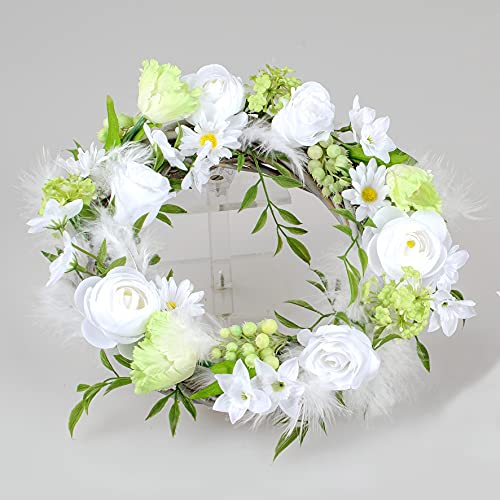 Kranz Rose mit Feder Ø 28cm Kunstblumen Dekokranz Türkranz Tischkranz Kunstkranz