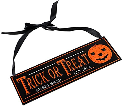 Artibetter Placa Colgante De Halloween Para Decoración De Puerta Cartel De Madera Para Interiores Y Exteriores Ideal Para Fiestas Y Decoraciones De Halloween