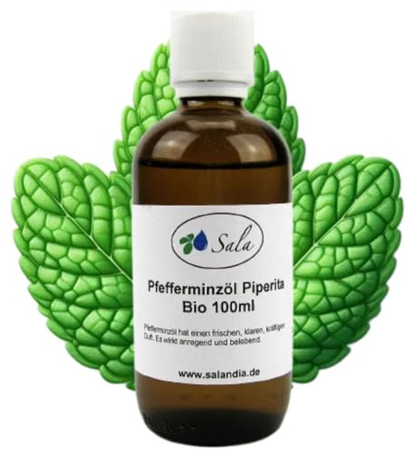 Sala Pfefferminzöl mentha piperita ätherisches Öl BIO - zum Verzehr - 100% naturrein 100 ml Glasflasche