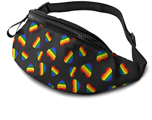 Gürteltasche Verstellbare Gürteltasche Bauchtasche Regenbogen Gay Pride Herz für Outdoor Workout Wandern Geschenke 35 x 14 cm