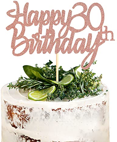 Sumerk 30 Tortenaufsätze zum 30. Geburtstag, Tortenaufsätze für Geburtstagsfeiern, Dekorationszubehör, Roségold, 1 Packung