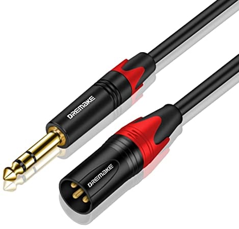DREMAKE 6.35mm 1/4'' TRS to XLR Male 100FT, 1/4-Inch TRS Male to XLR 3-Pin Male Balanced TRS Cable, TRS 1/4 Inch to XLR Male Audio Stereo Mic Cable for Pro Audio Mixer Microphone XLR to TRS Patch Cord