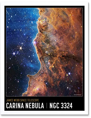 Artery8 NASA James Webb Space Telescope Carina Nebula NGC3324 Cosmic Cliffs Poster Art Print Framed Poster Wall Decor 12x16 inch