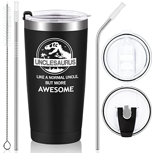 Livole Uncle Birthday Gift, UNC Gifts from Nephew, Niece, Christmas Gifts for Him, Men, Like A Normal Uncle But More Awesome, 20oz Double-Wall Wine Tumbler, 600ml Travel Coffee Mug, Black