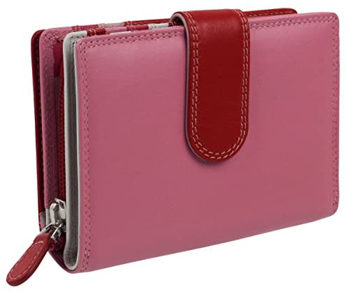 Golunski Portefeuille à rabat en cuir pour femme avec boîte cadeau Motif graffiti, rose bonbon, Décontracté