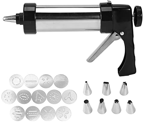Presse à pâtisserie,Set De Glaçage Et Machine À Biscuits,Seringue pâtisserie Livré avec 7 douilles en inox et 13 emporte-pièces pour gâteaux biscuits bricolage Seringue de décoration pour pâtisserie