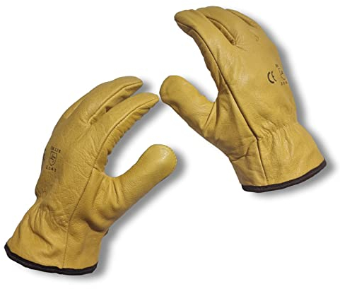 Premium Fleece gefütterte gelbe Leder Winter Thermo Kalt Arbeitshandschuhe PSA LKW 2 Paar (L 9)