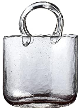 MISNODE Handgefertigte Glasvase für Blumen, 25,4 cm, transparent, coole und niedliche Vase für Tafelaufsätze und Fischschale, breite Öffnung, Blasenvase, Weiß