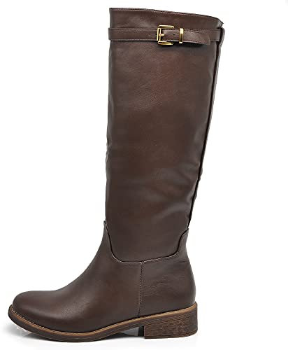 IF Fashion Scarpe Da Donna Stivali Equitazione Biker Motociclista Al Polpaccio Larbo Con Cintine e Fibbie MP328 testa di moro N.37