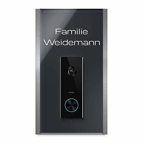 Edles Klingelschild für Aosu Pro Video Türklingel - personalisiertes Türschild Namensschild aus Edelstahl und Acrylglas | kompatibel mit Aosu Klingel - hochwertiges Funkklingel Zubehör