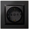 SIMON - Enchufe de Empotrar Schuko, Serie Simon 10, 250V, 16 A, Enchufe de Pared Plano y Fino, Fácil de Instalar, Incluye Marco, Tapa y Mecanismo, Base de Enchufe Hembra Color Negro
