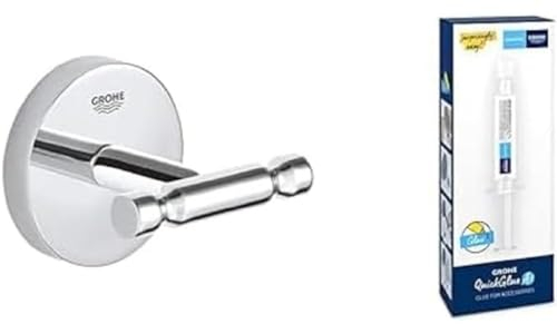 GROHE Start Cosmopolitan - Bademantelhaken + Kleber (Material: Metall, vedeckte Befestigung, zum Kleben oder Bohren), chrom, 41168000