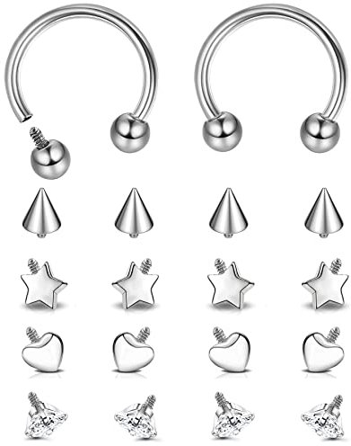 Diamday 16g Hufeisen Piercing Septum Nase Ring für Damen Septum Piercing Chirurgenstahl Nasenring Hoop Helix Daith Knorpel Tragus Ohrpiercing Circular Barbell Piercing für Augenbraue Lippe Nippel