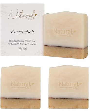 3x Natural Cilt Kamelmilch Seife - 100% Naturseife - ohne bedenkliche Inhaltsstoffe - Zertifiziert - Handgemacht - Duschseife für alle Hauttypen - Duschgel - Naturkostmetik