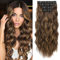 REECHO Clip in Extensions, 4PC Hair Extensions Clip in Haarverlängerungen 60 cm Dicke Lange Strandwellen Haarteile Unsichtbare Spitze Natürliche weiche Haarteile - Dunkelbraun mit Strähnchen