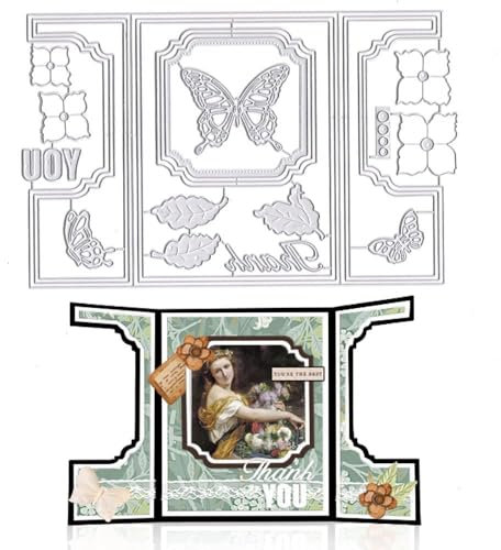 RabbFit 3D Card Shape Cutting Dies for Card Making, Irregular Shape Butterfly Window Die Cuts Thank Words Embossing Stencil Template Tool for DIY Scrapbooking Paper Pop-up Card Photo Album Craft