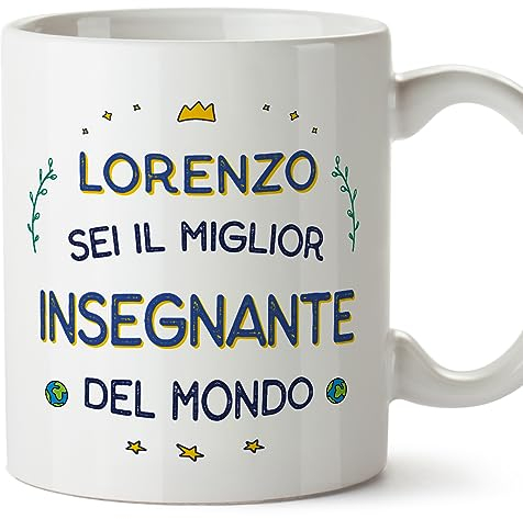 MUGFFINS Tazas Personalizadas para MAESTRO hombre - En Italiano - Migliore del Mondo - 11 oz / 330 ml - Regalo Personalizable original y divertido