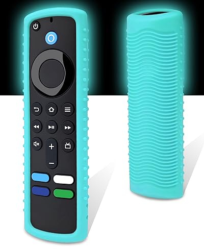 Friendly Silicone Protective Cover for Firestick Remote, DropProof & DustProof, Washable, Compatible with Most Fire Stick 4k/Max Voice Remote Case, Luminous Blue
