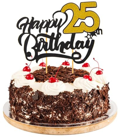 Happy 25th Birthday Cake Topper, 25th Birthday Decorations for Her, Happy Birthday Cake Topper Decoration, 25th Birthday Cake Topper, Birthday Cake Toppers, 25th Birthday Theme Party Supplies