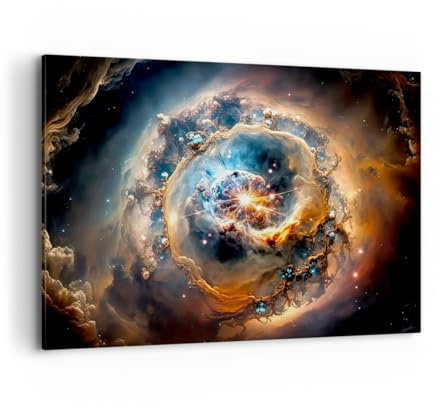 Bilder auf Leinwand 100x70cm Leinwandbild Universum Kosmos Galaxis Groß Wanddeko Bild Schlafzimmer Küche Deko Wandbilder Dekoration Wohnzimmer Wall Decor Canvas Wand Kunstdruck Art AA100x70-5808