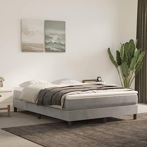 SECOLI Boxspringbett 140 x 190 mit matratze Polsterbett 140 x 190 Bett 140 x 190 mit lattenrost und matratze Bett Komplett-Set mit Matratze -Hellgrau-140 x 190 cm