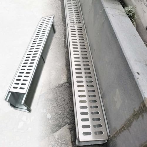 Griglia Scolo Acqua Piovana Chiusino in resina di 200 mm di larghezza Canale di drenaggio sotterraneo, Griglia di drenaggio per garage giardino Yardwe Patios, Griglia metallica copre all'esterno per f